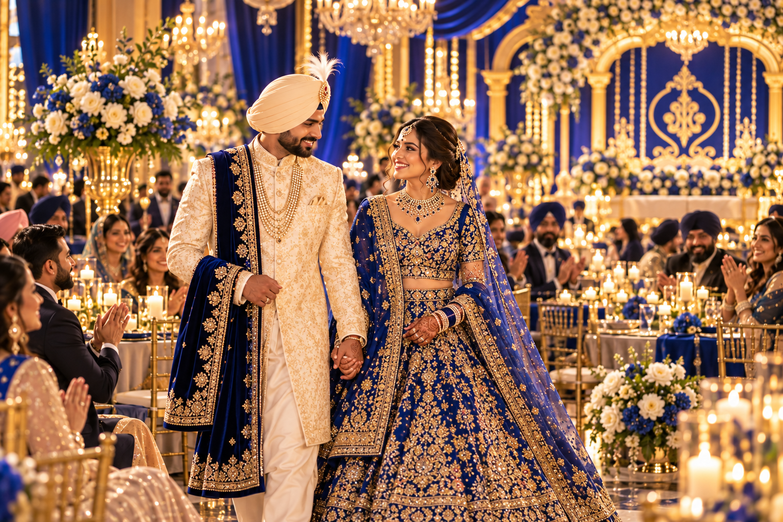 Royal blue and gold reception